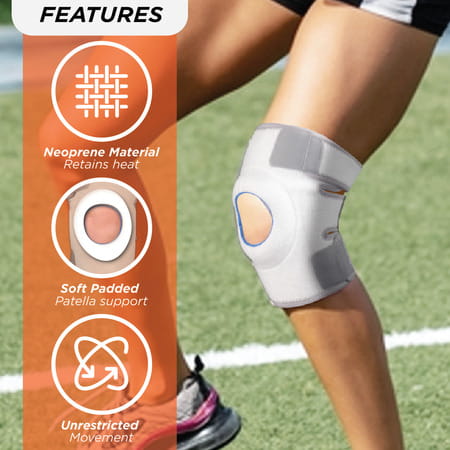 Vissco Neoprene Knee Cap | Ideal Mild Support For Free Knee Movement | Large- Black (Single Piece)