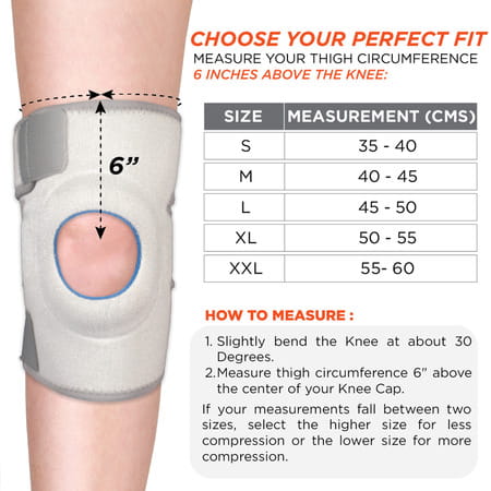 Vissco Neoprene Knee Cap | Ideal Mild Support For Free Knee Movement | Large- Black (Single Piece)
