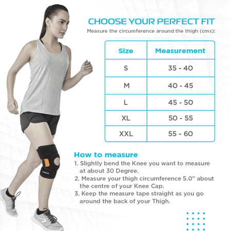 Vissco Neoprene Knee Cap | Ideal Mild Support For Free Knee Movement | Large- Black (Single Piece)
