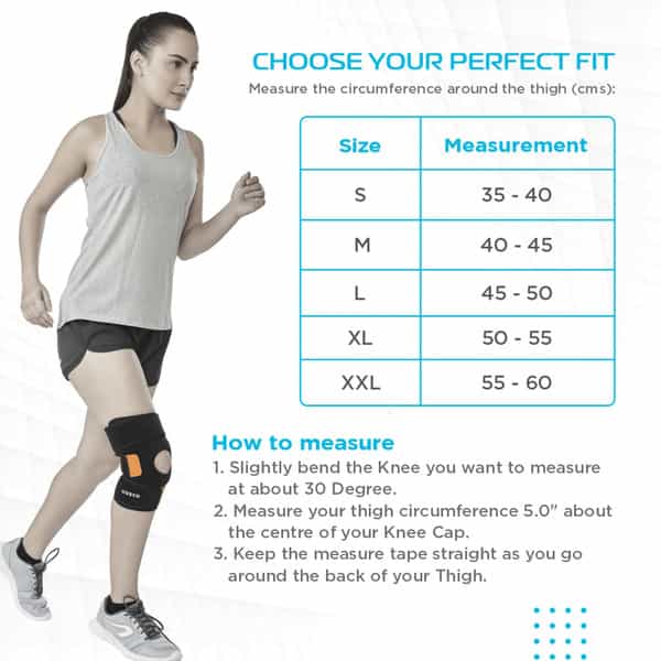 Vissco Neoprene Knee Cap | Ideal Mild Support For Free Knee Movement | Large- Black (Single Piece)