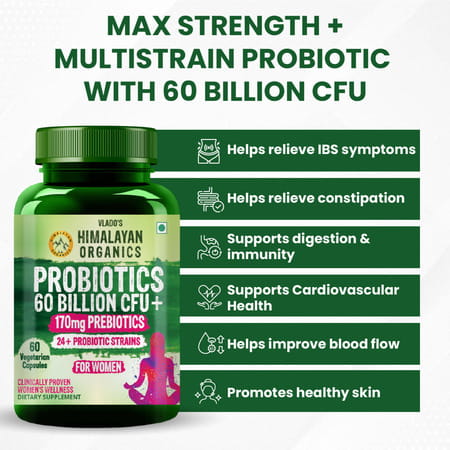 Vlado'S Himalayan Organics Probiotics Supplement 60b Cfu+ Gut Health Supplements | Women - 60n