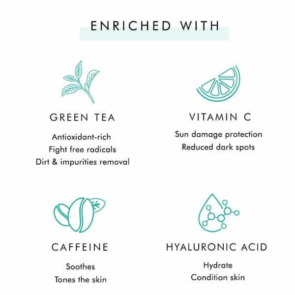 Mcaffeine Vitamin C Green Tea Face Wash With Hyaluronic Acid - Dirt Removal Soap Free Face Cleanser