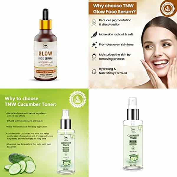 Tnw The Natural Wash Skincare Combo With Glow Face Serum & Cucumber Toner |
