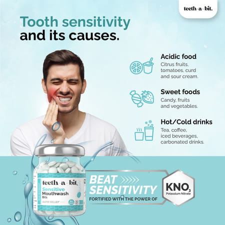 Teeth-A-Bit Sensitive Wild Peppermint Mouthwash Bits | Rapid Sensitivity Relief Tablets (60 Bits)
