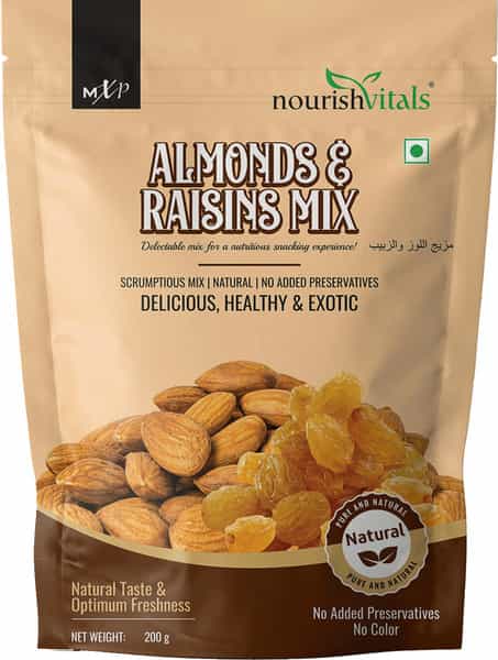 Nourishvitals Almonds And Raisins Mix Scrumptious Mix 200 G (Pack Of 2)