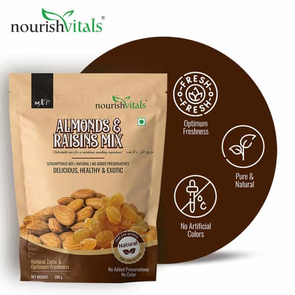 Nourishvitals Almonds And Raisins Mix Scrumptious Mix 200 G (Pack Of 2)