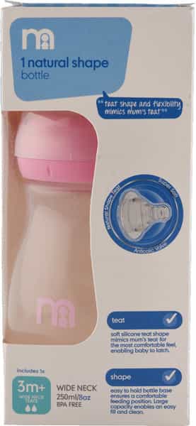 Mothercare Wide Neck Bottle - Pink - 250Ml