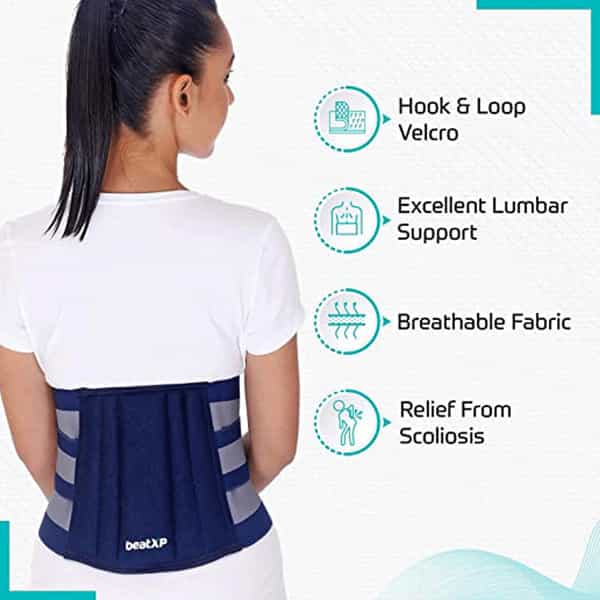 Beatxp Blue Color Lumbo-Sacral Suport Belt|Anatomical Fit|Skin Friendly|Pain Reliever (Xl)