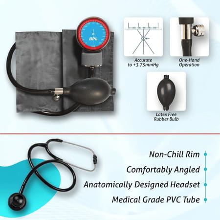 Bpl Medical Technologies Aneroid Sphygmomanometer With St-02 Brass Stethoscope
