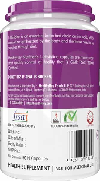 Healthyhey Nutrition L-Histidine 60 Capsules