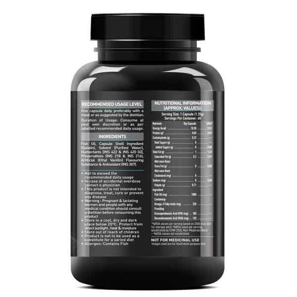 Muscleblaze Omega 3 Fish Oil (60 Capsules) | Trustified Certified For Accuracy & Purity