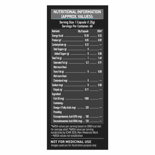 Muscleblaze Omega 3 Fish Oil (60 Capsules) | Trustified Certified For Accuracy & Purity