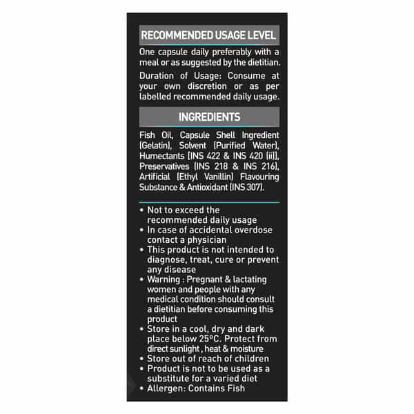 Muscleblaze Omega 3 Fish Oil (60 Capsules) | Trustified Certified For Accuracy & Purity