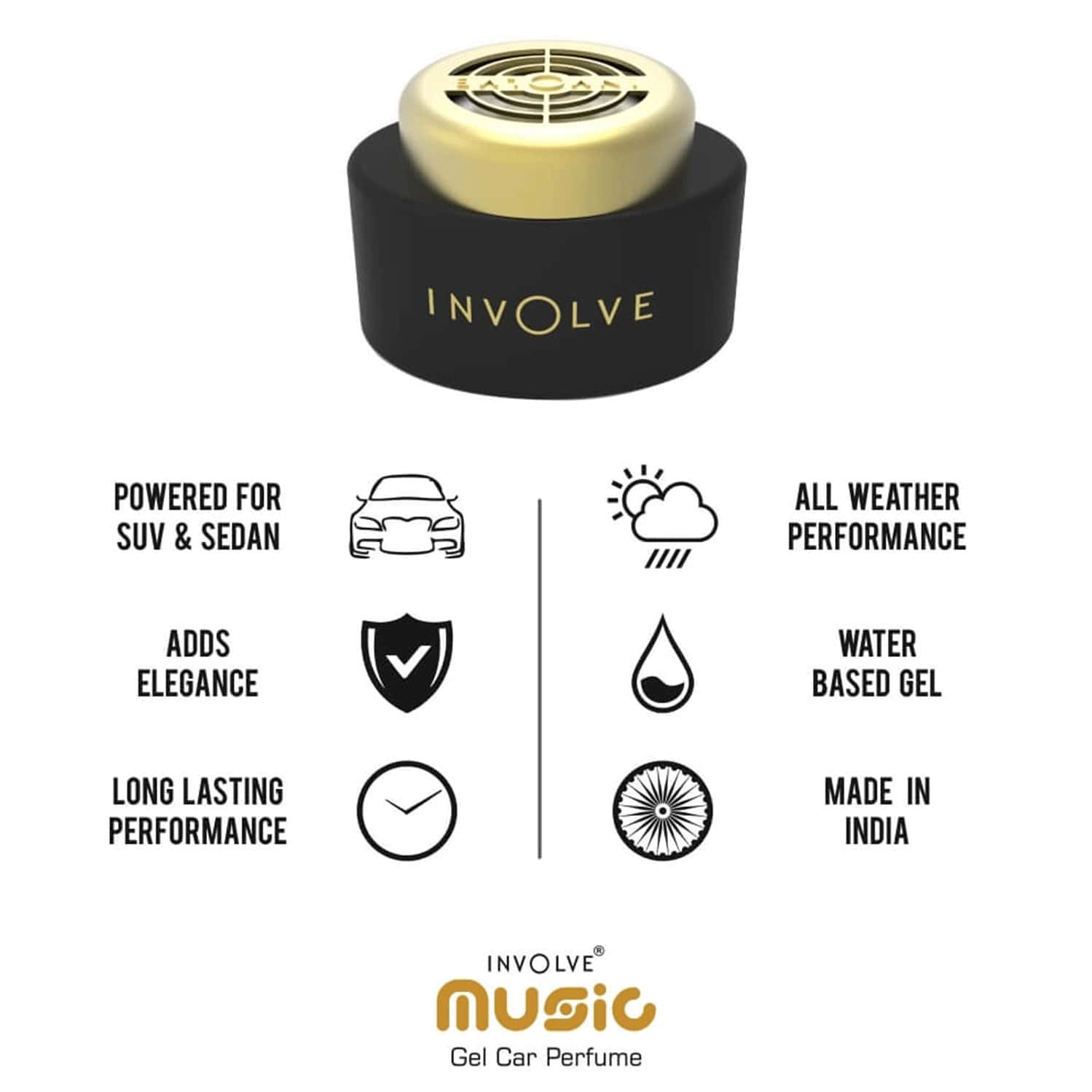 Involve Music Retro Fragrance Gel Car Perfume With Drivfresh - Car Air Freshener - Imus01