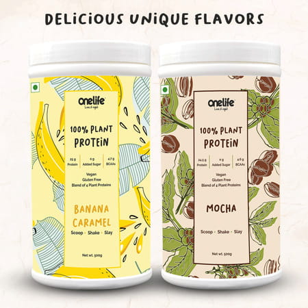 Onelife 100% Plant Protein- Banana Caramel 500gm