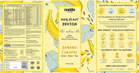 Onelife 100% Plant Protein- Banana Caramel 500gm