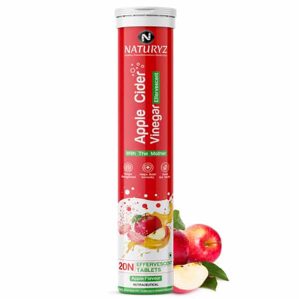 Naturyz Apple Cider Vinegar Effervescent Tablets | Detox | Immunity (Apple Flavour)(20 Tablets)