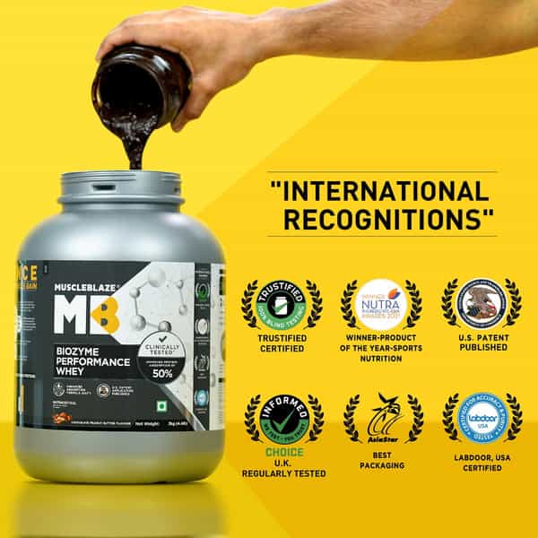 Muscleblaze Biozyme Performance Whey (Chocolate Peanut Butter | 2Kg) & Creatine Monohydrate Creamp