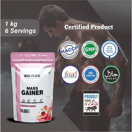 Bigflex Essential Mass Gainer (Strawberry - Banana) - Pouch ( 1kg )