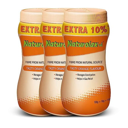 Naturolax A Isabgol Husk Powder | Effective For Constipation | Orange Flavour | 110 Gms -Pack Of 3