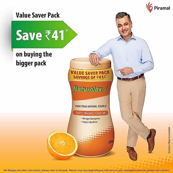Naturolax A Isabgol Husk Powder | Effective For Constipation | Orange Flavour | 110 Gms -Pack Of 3