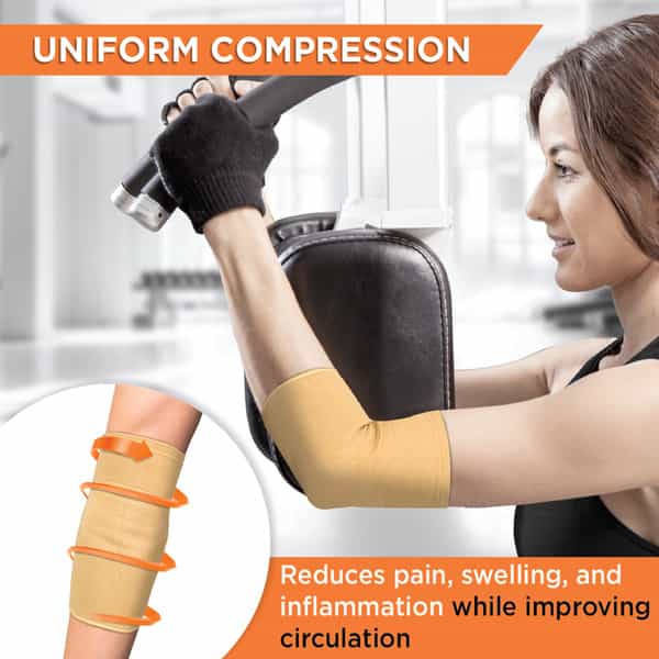 Vissco Elbow Support - Relieves Elbow Joint Pain For Free Movement - Large (Beige)