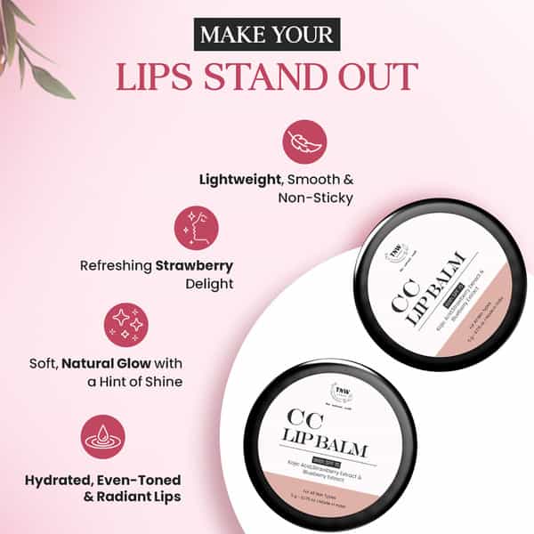 Tnw The Natural Wash Cc Lip Balm Strawberry | Brightening & Nourishing Lips 5 Gm