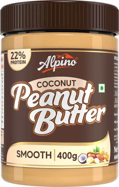 Alpino Coconut Peanut Butter Smooth 400 G | 22 G Protein | High Protein Peanut Butter Creamy