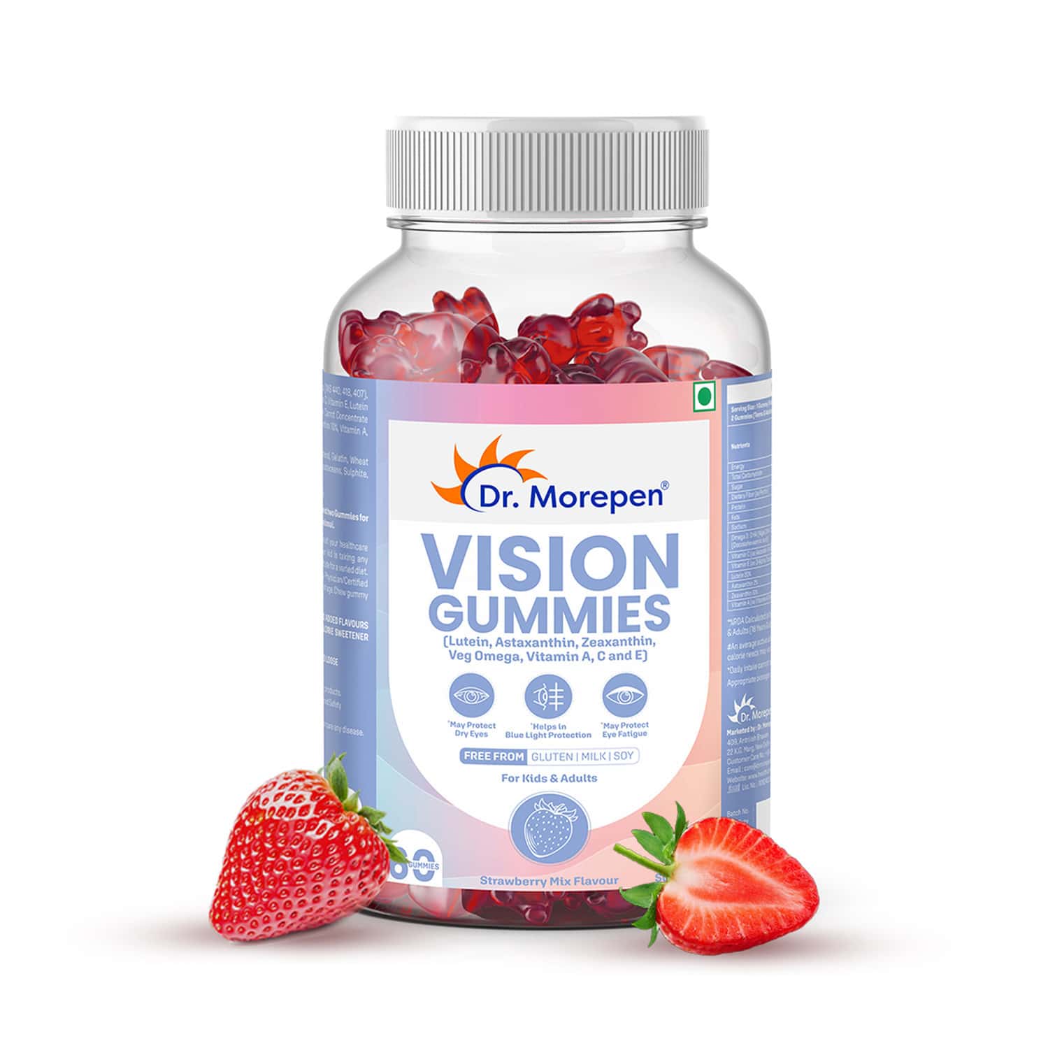 Dr. Morepen Vision Gummies With Lutein, Astaxanthin, Zeaxanthin, Veg Omega, Vitamin A, C & E - 60nos