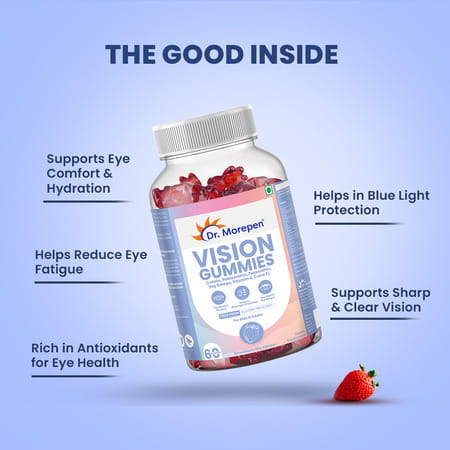 Dr. Morepen Vision Gummies With Lutein, Astaxanthin, Zeaxanthin, Veg Omega, Vitamin A, C & E - 60nos
