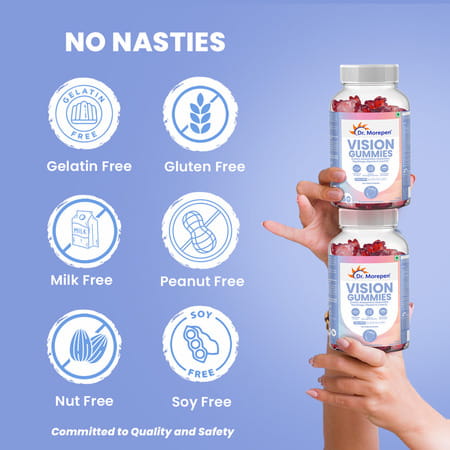 Dr. Morepen Vision Gummies With Lutein, Astaxanthin, Zeaxanthin, Veg Omega, Vitamin A, C & E - 60nos