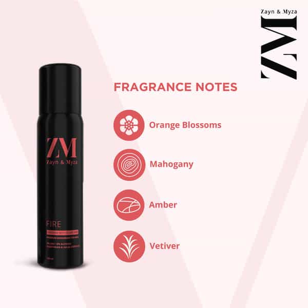 Zm Zayn & Myza Fire No Alcohol Body Spray For Men 120 Ml