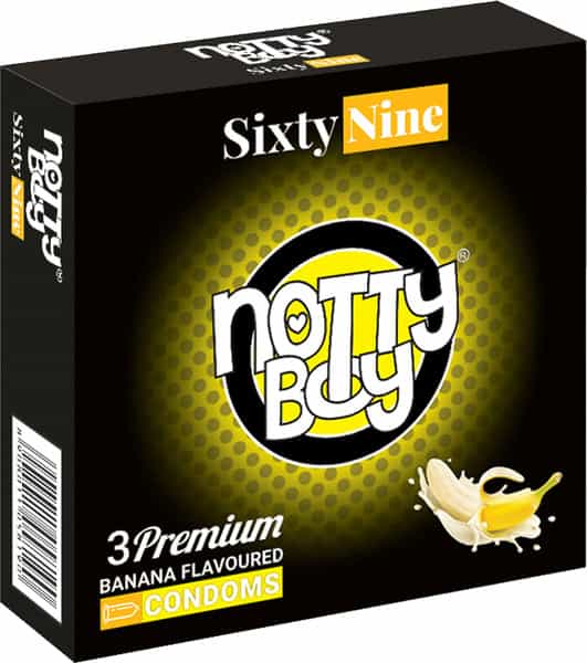 Nottyboy Sixtynine Extra Thin Banana Flavour Condoms For Men Pack Of 3