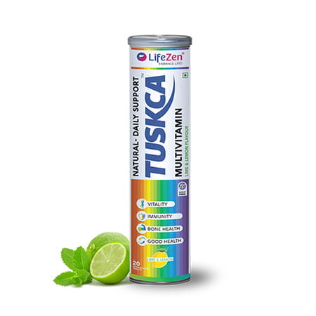Tuskca Multivitamin Effervescent Tablet Lime And Lemon - Bottle (20)