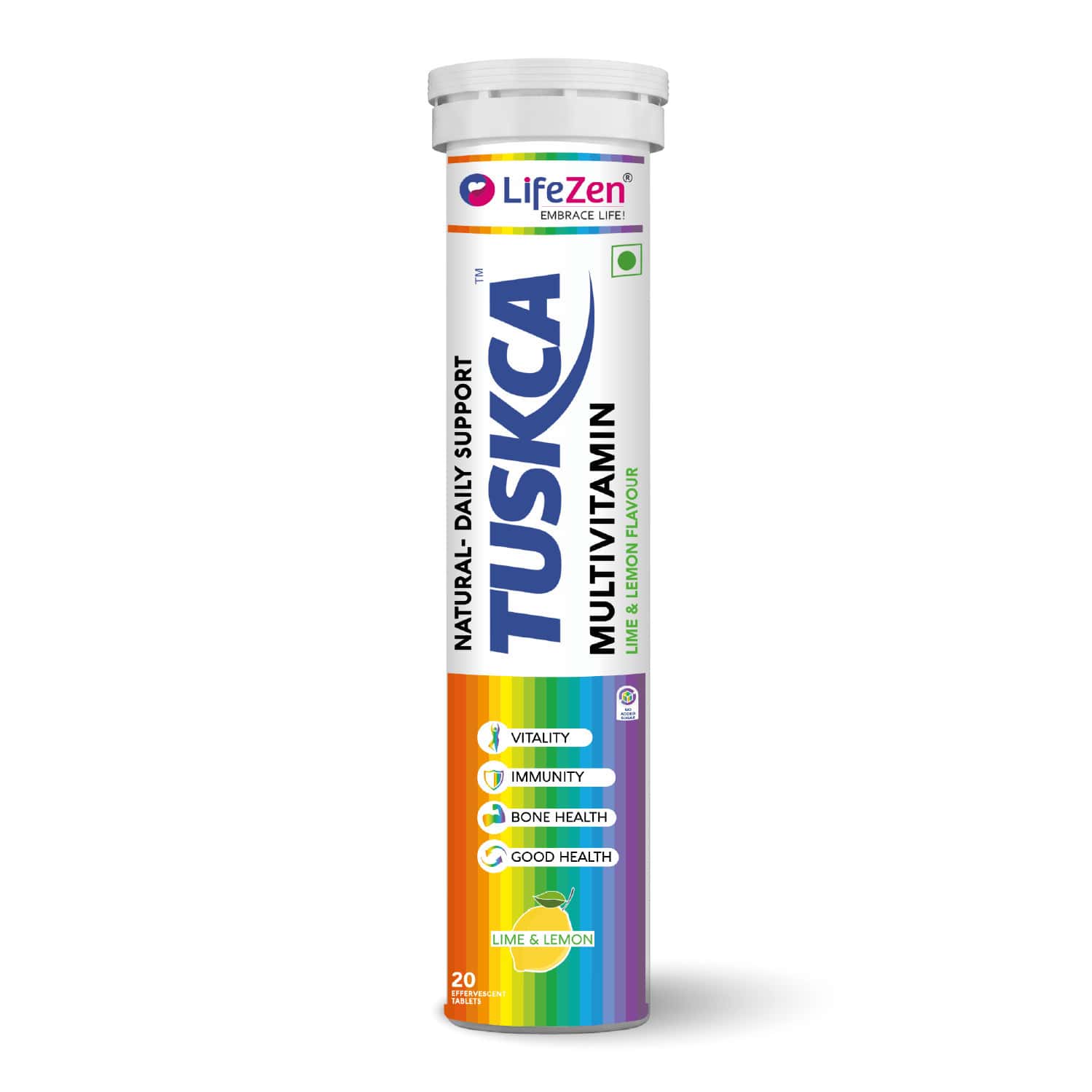 Tuskca Multivitamin Effervescent Tablet Lime And Lemon - Bottle (20)