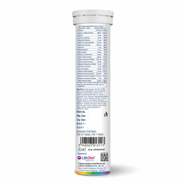 Tuskca Multivitamin Effervescent Tablet Lime And Lemon - Bottle (20)