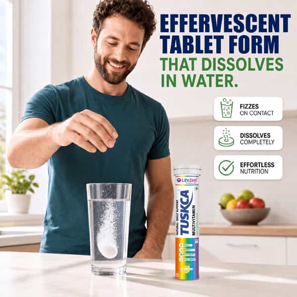 Tuskca Multivitamin Effervescent Tablet Lime And Lemon - Bottle (20)