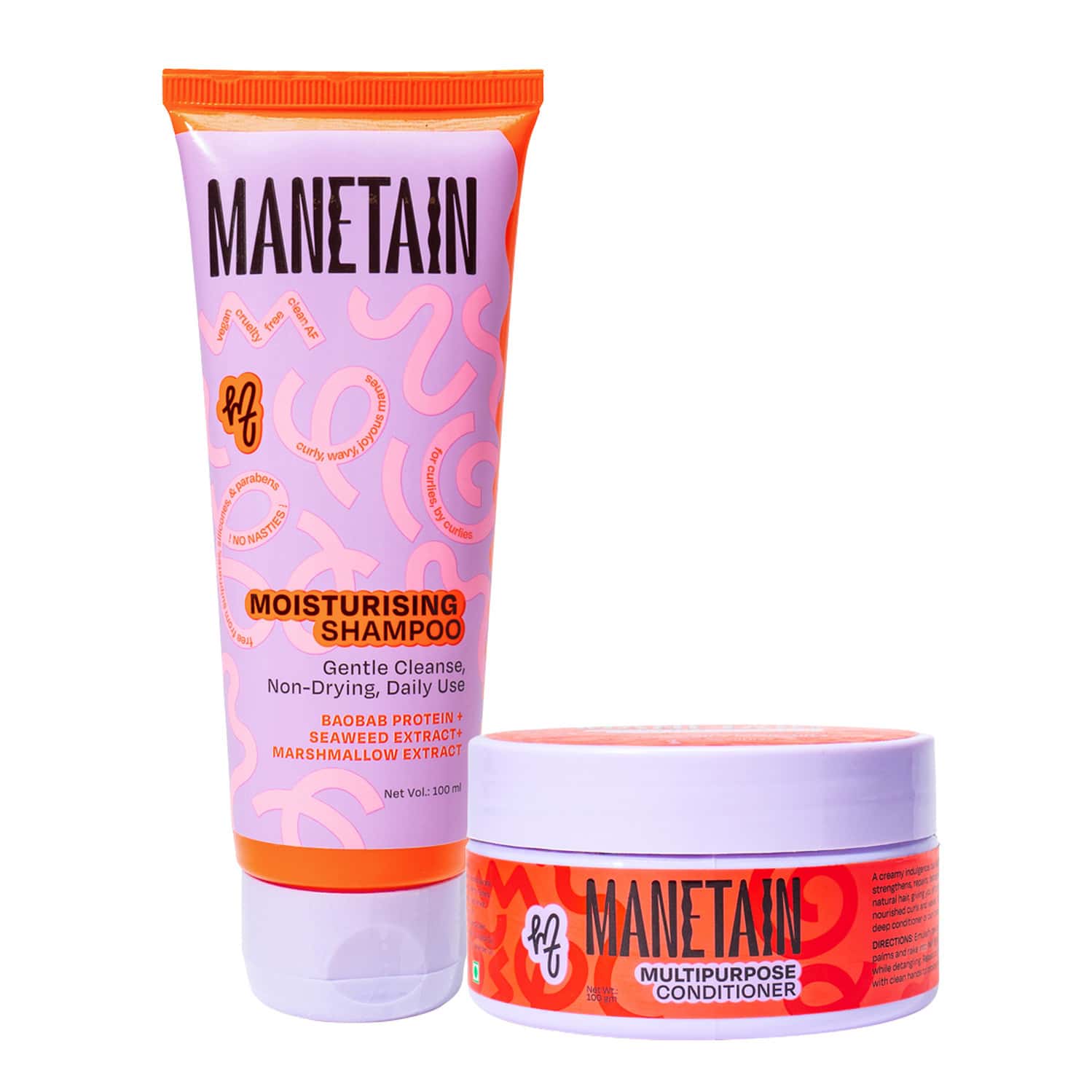Manetain Beginner Basic Bundle - Combo Of Moisturising Shampoo + Multipurpose Conditioner - 100 Ml