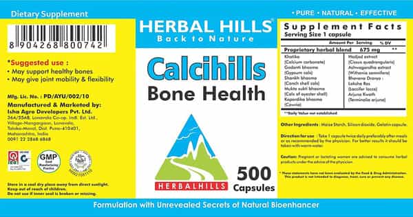 Herbal Hills Calcihills 500 Capsules (Pack Of 4) - Bone Health Supplement With Calcium