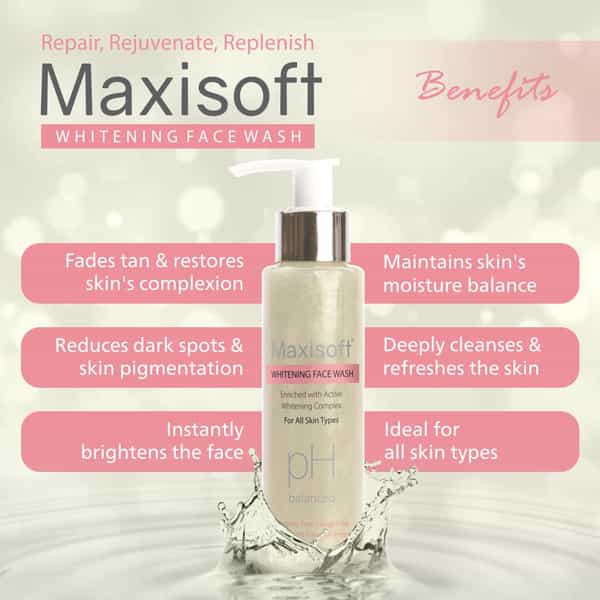 Maxisoft Whitening Face Wash 100 Ml | Bearberry & Green Tea | Paraben Free (Pack Of 3)