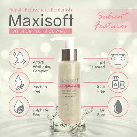 Maxisoft Whitening Face Wash 100 Ml | Bearberry & Green Tea | Paraben Free (Pack Of 3)