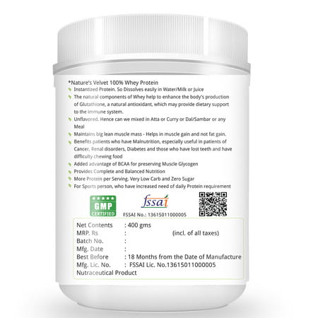 Natures Velvet Whey Protein For Fitness And Strength | 400 Gms