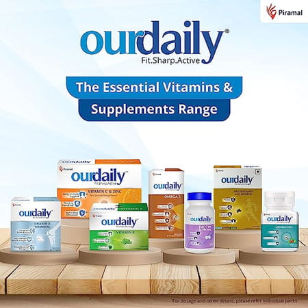 Ourdaily Vitamin E-400mg By Piramal For Beautiful Skin | Healthy Hair And Eyes-120 Capsules
