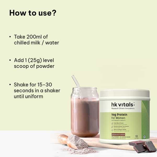Hk Vitals Veg Protein For Women (Chocolate | 250G) | Soy | Whey | Collagen | Biotin