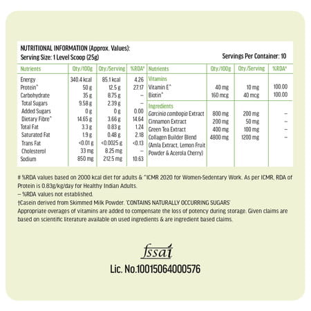 Hk Vitals Veg Protein For Women (Chocolate | 250g) | Soy | Whey | Collagen | Biotin