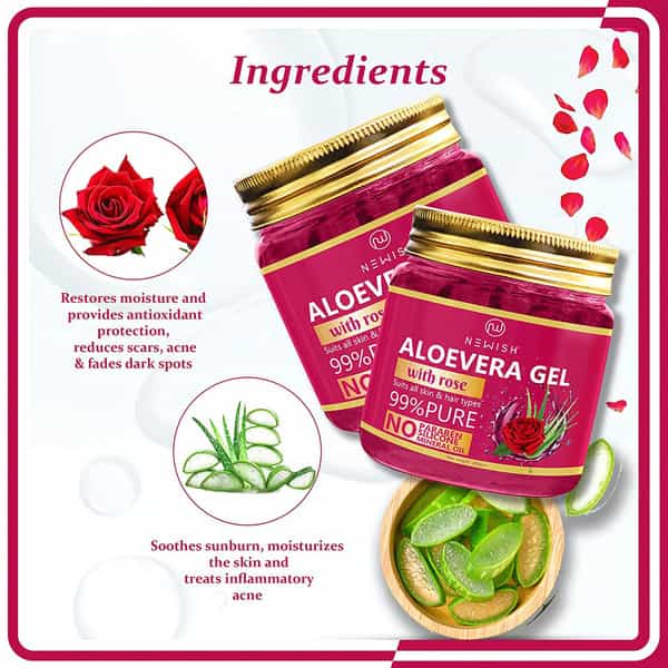 Newish Enrichingrose Aloevera Gel For Face&Skin | Natural Gel To Prevent Pimples&Acne200gm Packof2