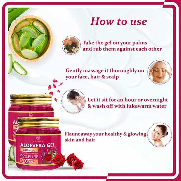 Newish Enrichingrose Aloevera Gel For Face&Skin | Natural Gel To Prevent Pimples&Acne200gm Packof2