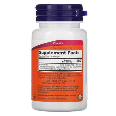 Now Foods Supplements | B-12 2 |000 Mcg | Energy Production* | Nervous System Health* | 100 Lozenges