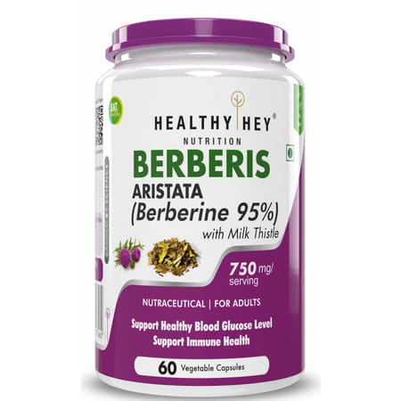 Healthyhey Nutrition Berberis Berberine 95% With Milk Thistle -60 Veg. Capsules
