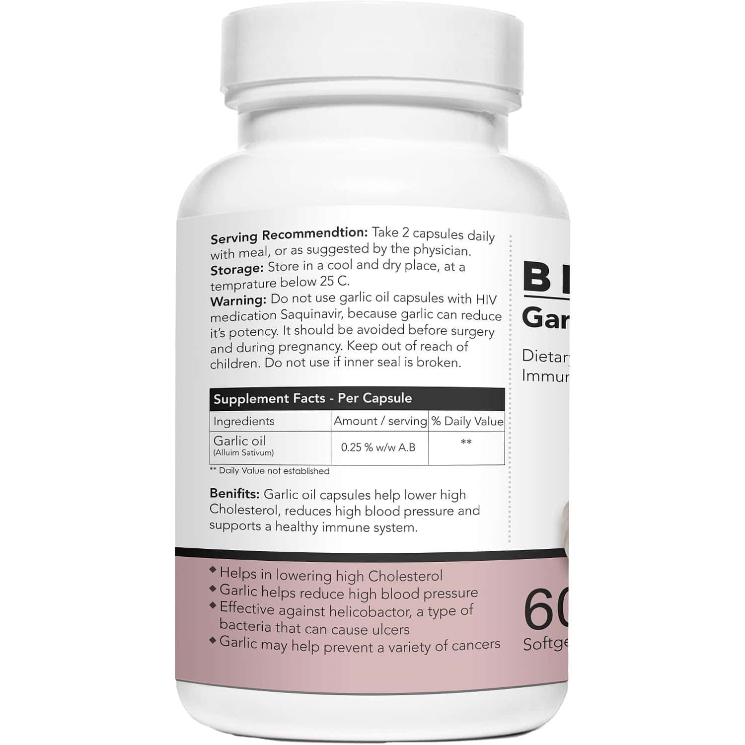 Buy BRIYO GARLIC OIL SOFTGELS DIETARY SUPPLEMENT FOR GOOD IMMUNITY